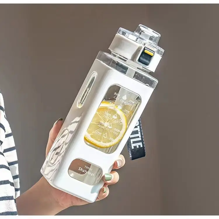 手提简约防烫吸管塑料杯男女学生运动小清新森系便携潮流随手水杯